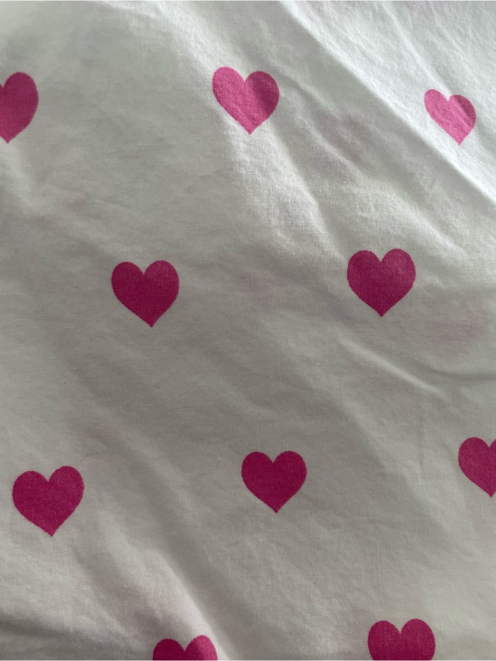 Pottery Barn Kids White Crib Sheet with Pink Heart Print